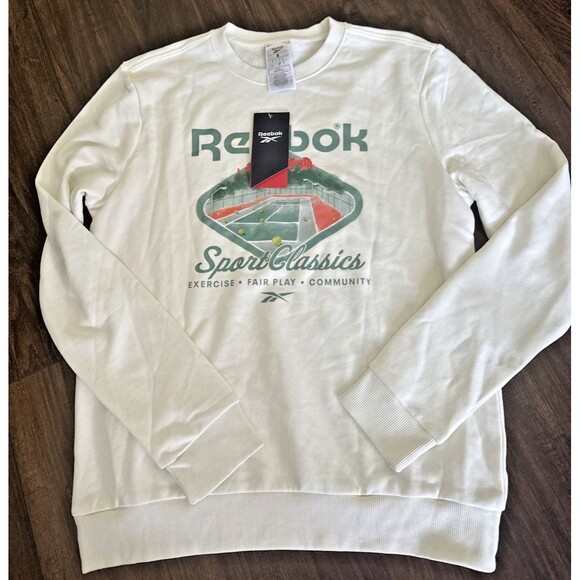 Reebok Women's Court Sport Pullover Crewneck Sweatshirt Off White Size Small - Picture 5 of 7